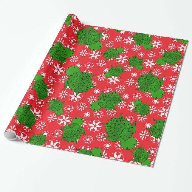 Niedliche Schildkrötenschneeflocken Geschenkpapier (Ungerollt)