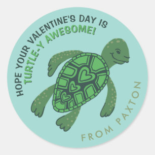 Niedliche Schildkrötenvalentine Runder Aufkleber