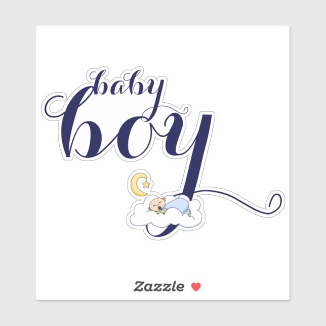 Niedliche schlafende Baby Boy Marine blaue Typogra Aufkleber (Blatt)