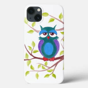 Niedliche schlafende Eule auf einem Cartoon Case-Mate iPhone Hülle