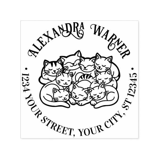 Niedliche Schlafkatzen Name Adresse Permastempel (Design)