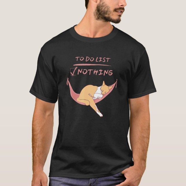 Niedliche Schlafkatzenruhe auf Hängematte T-Shirt (Vorderseite)