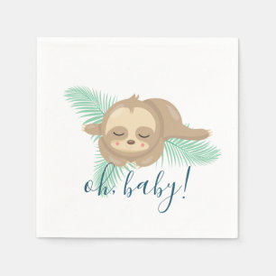 Niedliche schläfrige Babysloth-oh Baby-Baby-Dusch Serviette