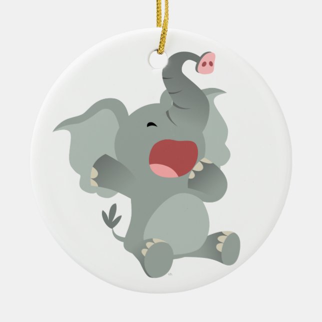Niedliche schläfrige Cartoon-Elefant-Verzierung Keramik Ornament (Vorne)