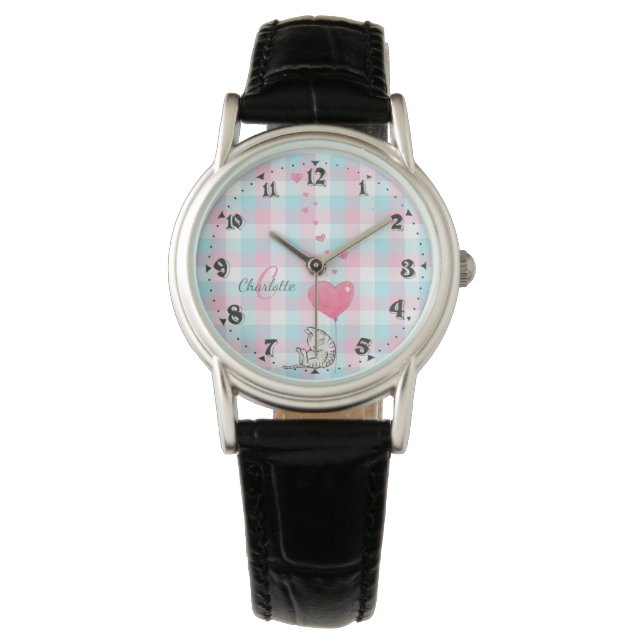 Niedliche Schläfrigkeit Katzenrosa Armbanduhr (Vorderseite)