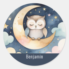 Niedliche Schlafschale auf dem Mond Personalisiert Runder Aufkleber
