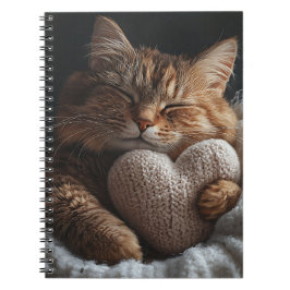 NIEDLICHE SCHLAFTABBYKATTE MIT HERZPILLOW NOTIZBLOCK