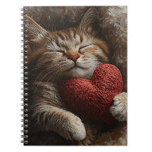 NIEDLICHE SCHLAFTABBYKATTE MIT HERZPILLOW