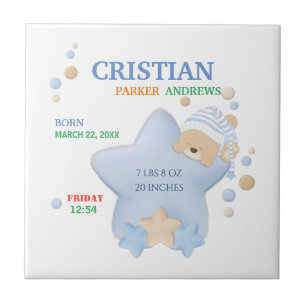 Niedliche Schlafteddy Bear Baby Boy Birth Stände Fliese