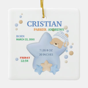 Niedliche Schlafteddy Bear Baby Boy Birth Stände Keramikornament