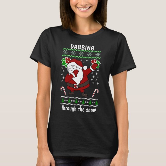 Niedliche Schläge durch den Weihnachtsschnee T-Shirt (Vorderseite)