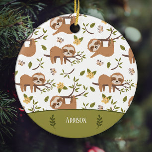 Niedliche Schläge Schlafen auf Baum Kid Weihnacht Keramik Ornament