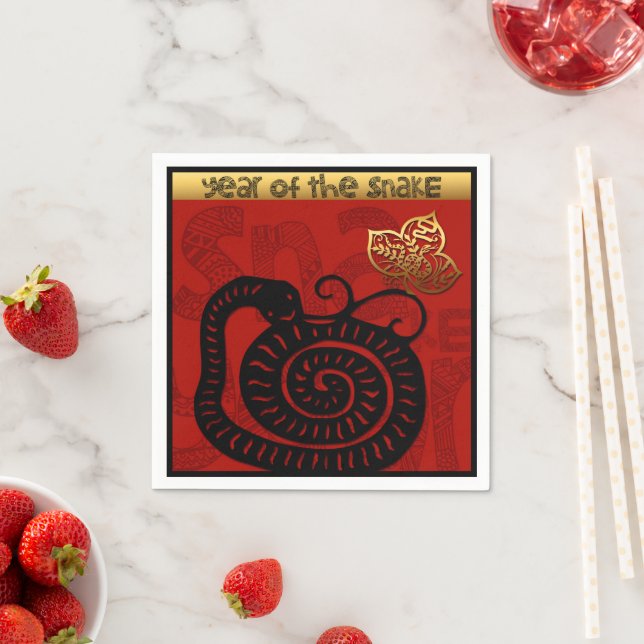 Niedliche Schlange Chinesisches Jahr 2025 Zodiac G Serviette (Beispiel)