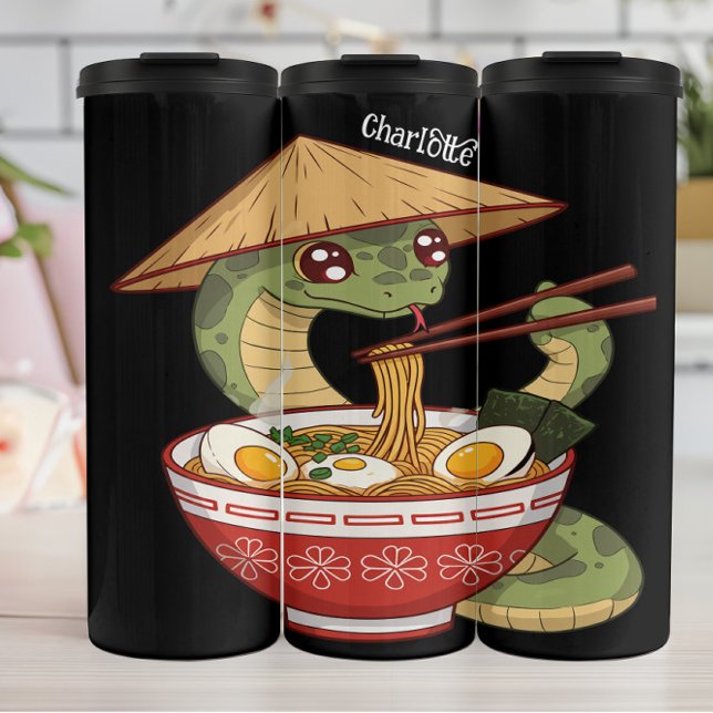 Niedliche Schlange: Ramen Fest, Asiatischer Hut Thermosbecher (Von Creator hochgeladen)