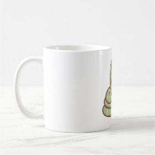 Niedliche Schlange schnuppern mit einer Liebe, die Kaffeetasse