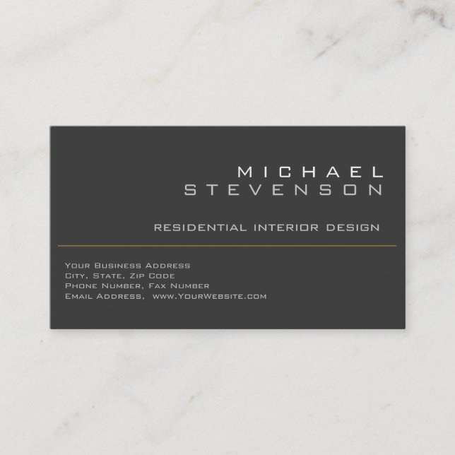 Niedliche Schlicht-Grau-Schwarz-Designer-Visitenka Visitenkarte (Vorderseite)