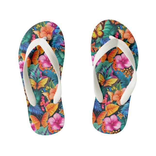 niedliche Schmetterlinge Blume Muster Kinderbadesandalen (Fußbett)