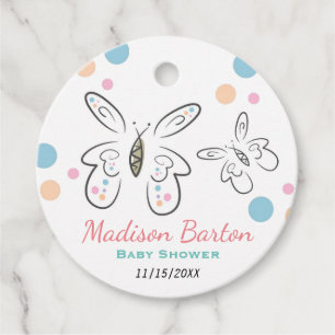 Niedliche Schmetterlinge und Dots Girl Babydusche Geschenkanhänger