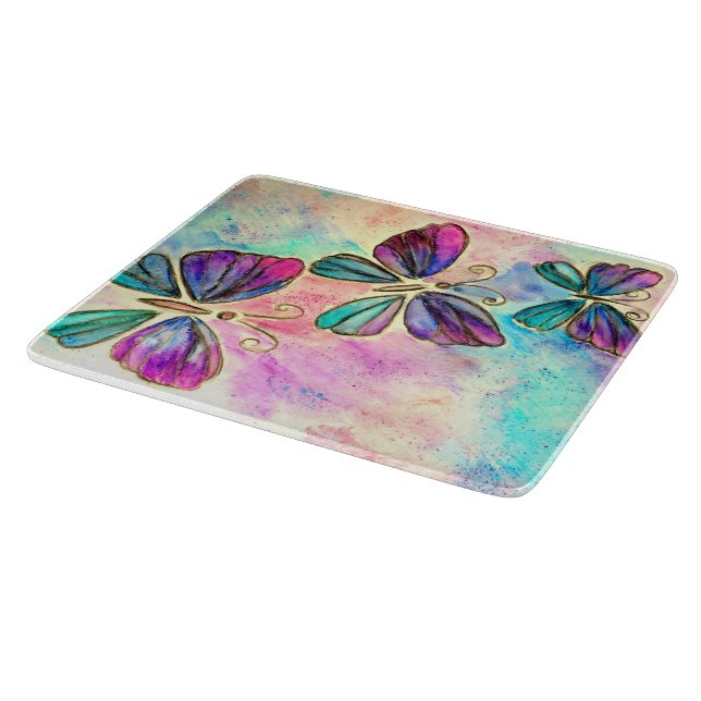 Niedliche Schmetterlinge - Wasserfarben Kunst Schneidebrett (Ecke)