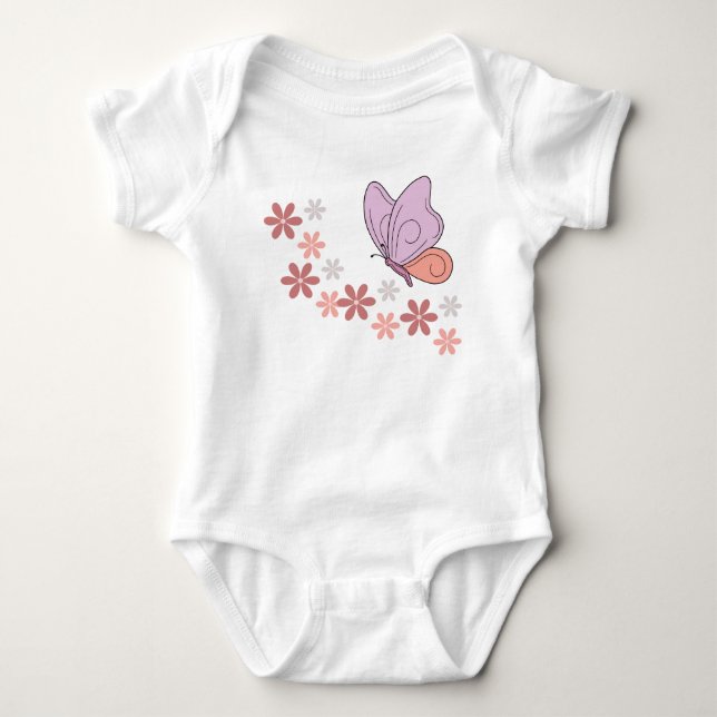 Niedliche Schmetterlingsblütenkunst Baby Strampler (Vorderseite)