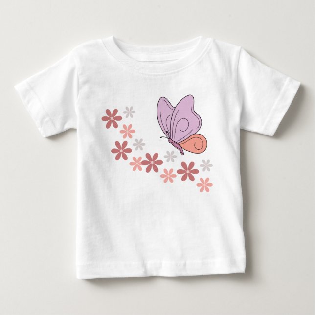 Niedliche Schmetterlingsblütenkunst Baby T-shirt (Vorderseite)