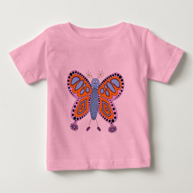 Niedliche Schmetterlingsdarstellung für Cartoon Baby T-shirt (Vorderseite)