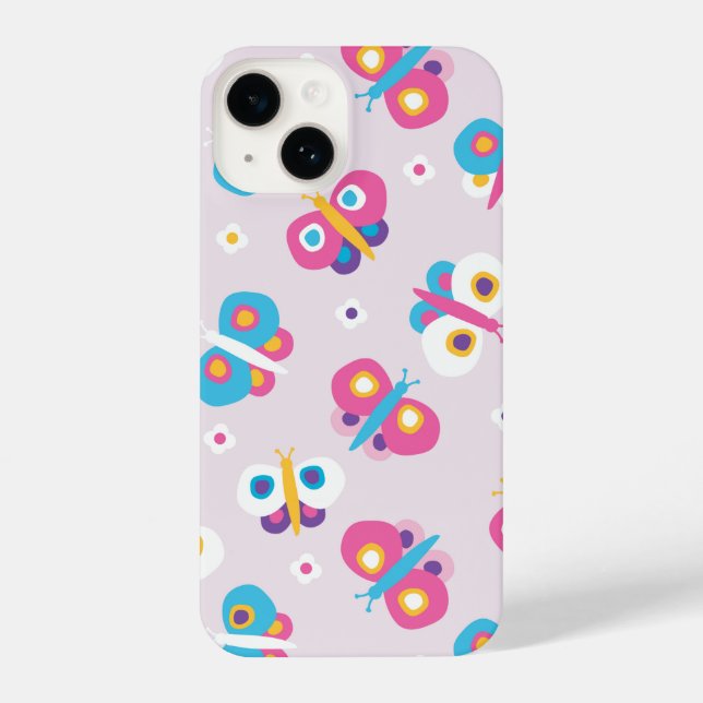 Niedliche Schmetterlingsmuster iPhone 14 Hülle (Rückseite)