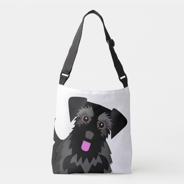 Niedliche Schnauzer-Farbe Tragetaschen Mit Langen Trägern (Vorderseite)