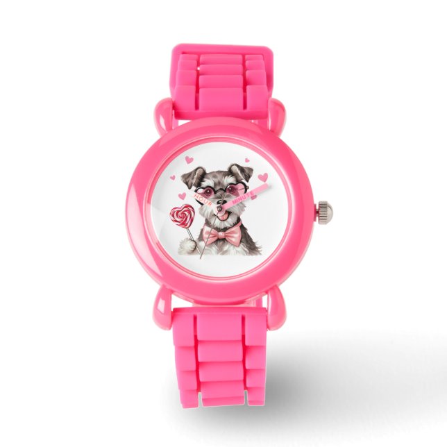Niedliche Schnauzer-Kinderuhr Armbanduhr (Vorderseite)