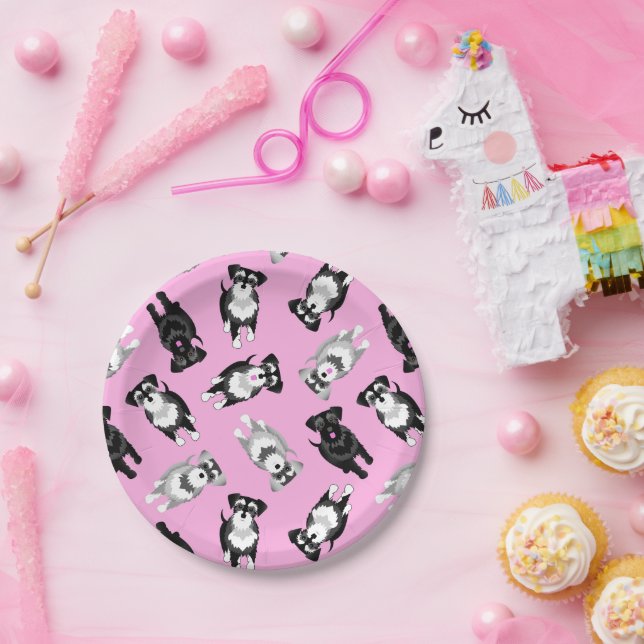 Niedliche Schnauzer Rosa Party Kuchen Pappteller (Party)