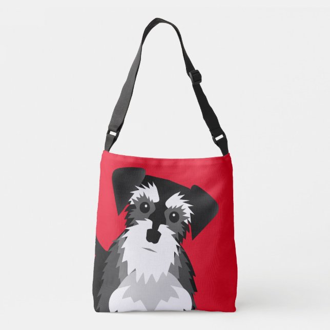 Niedliche Schnauzer-Sonderfarbe Tragetaschen Mit Langen Trägern (Rückseite)