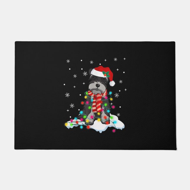 Niedliche Schnauzer Weihnachtsbeleuchtung mit Weih Fußmatte (Vorderseite)