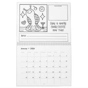 Niedliche Schnecke 2026 Mittelfarben Kalender