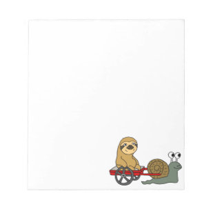 Niedliche Schnecke, die Sloth im roten Lastwagen Notizblock
