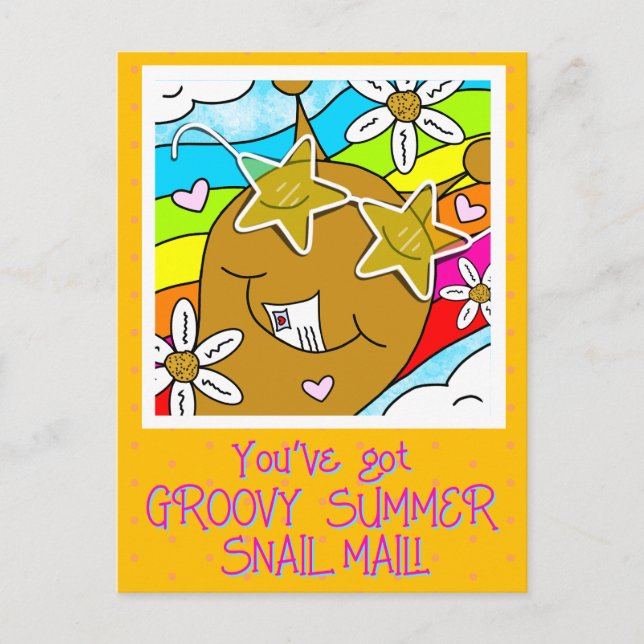 Niedliche Schnecke Groovy Summer Mail Postkarte (Vorderseite)