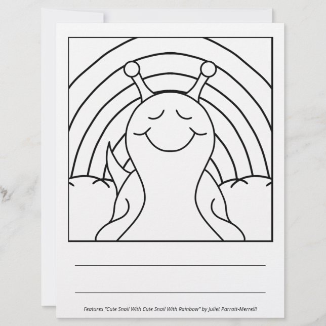 Niedliche Schnecke mit Regenbogen | Farbseite (Vorderseite)