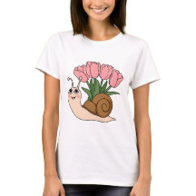 Niedliche Schnecke mit Tulpen Florales Frühlingsga