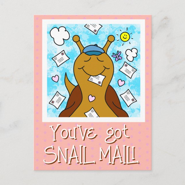 Niedliche Schnecke Sie haben Mail Postcard Got Postkarte (Vorderseite)