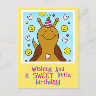 Niedliche Schnecke Sweet Little Birthday Postcard Postkarte