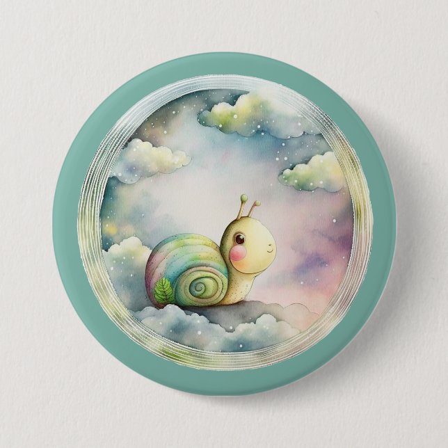 Niedliche Schnecke, Zeichentrickfigur, Haustier Button (Vorderseite)
