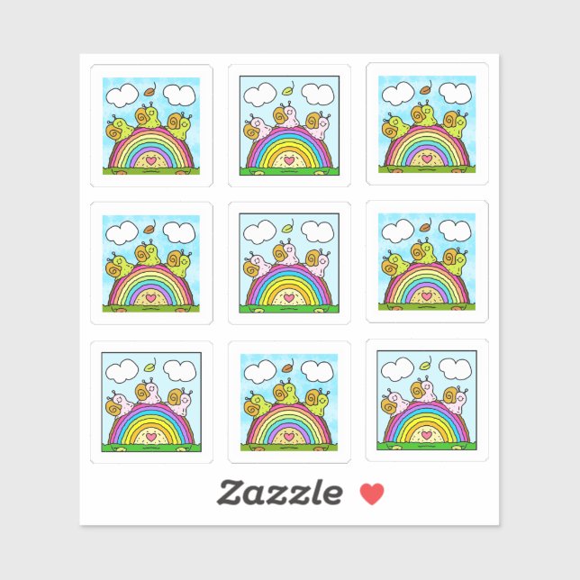 Niedliche Schnecken Rainbow Log Tiny Art Series Aufkleber (Blatt)