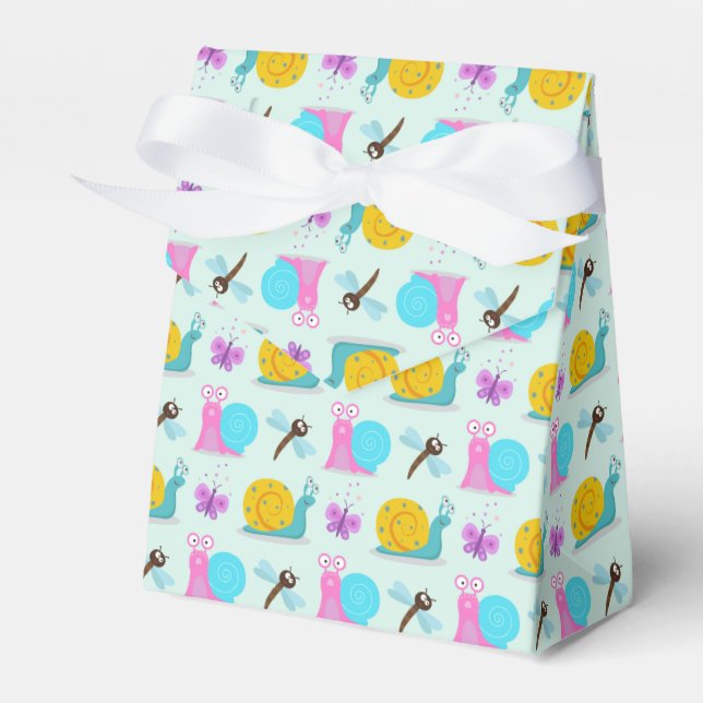 Niedliche Schnecken, Schmetterlinge und Libellen Geschenkschachtel (Vorderseite)