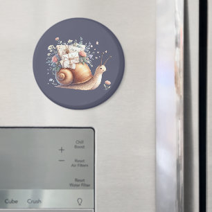 Niedliche Schneckenpost-Blumen-Illustration im Pas Magnet
