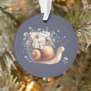 Niedliche Schneckenpost-Blumen-Illustration im Pas Ornament
