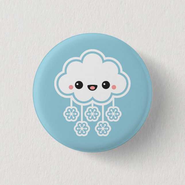 Niedliche Schnee-Wolke Button (Vorderseite)