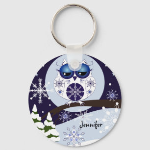 Niedliche Schneeeule u. Name-Schlüsselanhänger Schlüsselanhänger
