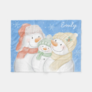 Niedliche Schneefamilie Fleecedecke