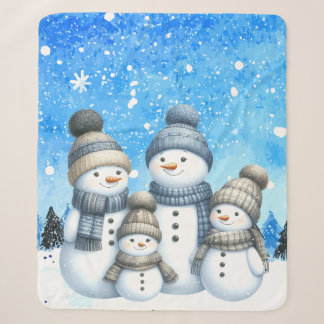 Niedliche Schneefamilie im Schnee Sherpadecke