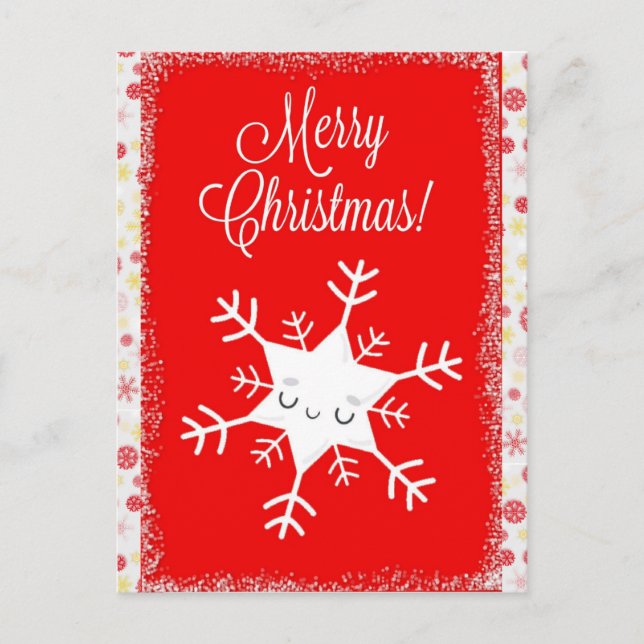 Niedliche Schneeflocke Frohe Weihnachten Postkarte (Vorderseite)