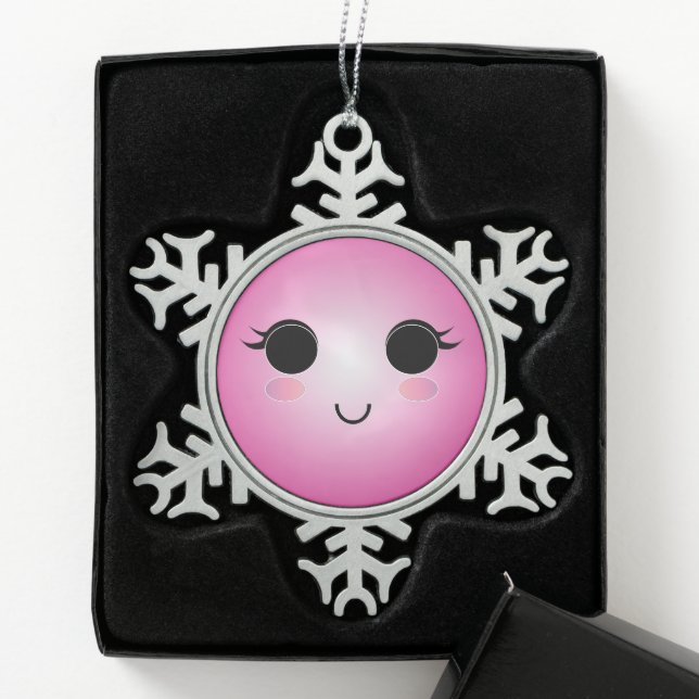 Niedliche Schneeflocke Schneeflocken Zinn-Ornament (Box)